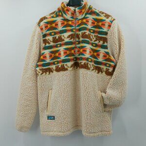 Simply Southern Sherpa Fleece Pullover Men's XXL Cream Multicolor Southwestern